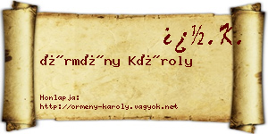Örmény Károly névjegykártya